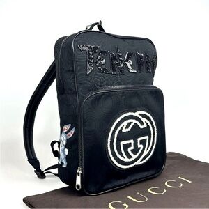 Gucci Black Backpack with Logo and Embroidery